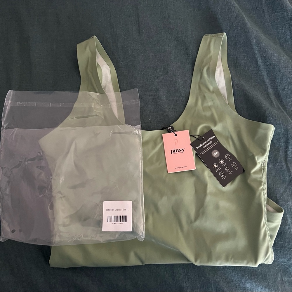 Pinsy Scoop Tank Shapesuit in size Large and color Sage - NWT